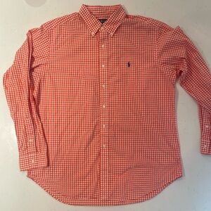 Polo Ralph Lauren Orange Gingham Button-Down Shirt size XL long sleeve